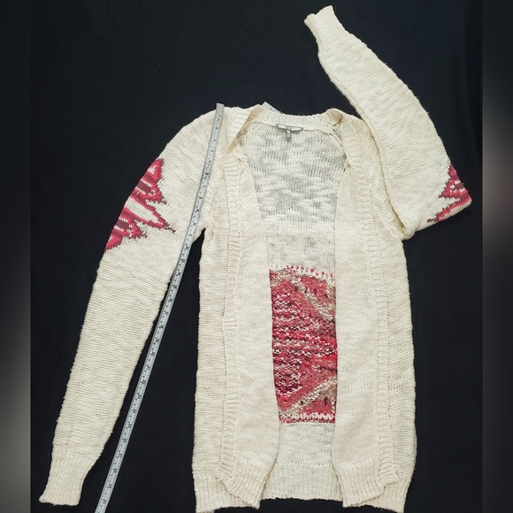 🎉HP🎉 BKE Open Weave Aztec Flyaway Cardigan, with Fringe Detail - Picture 6 of 7